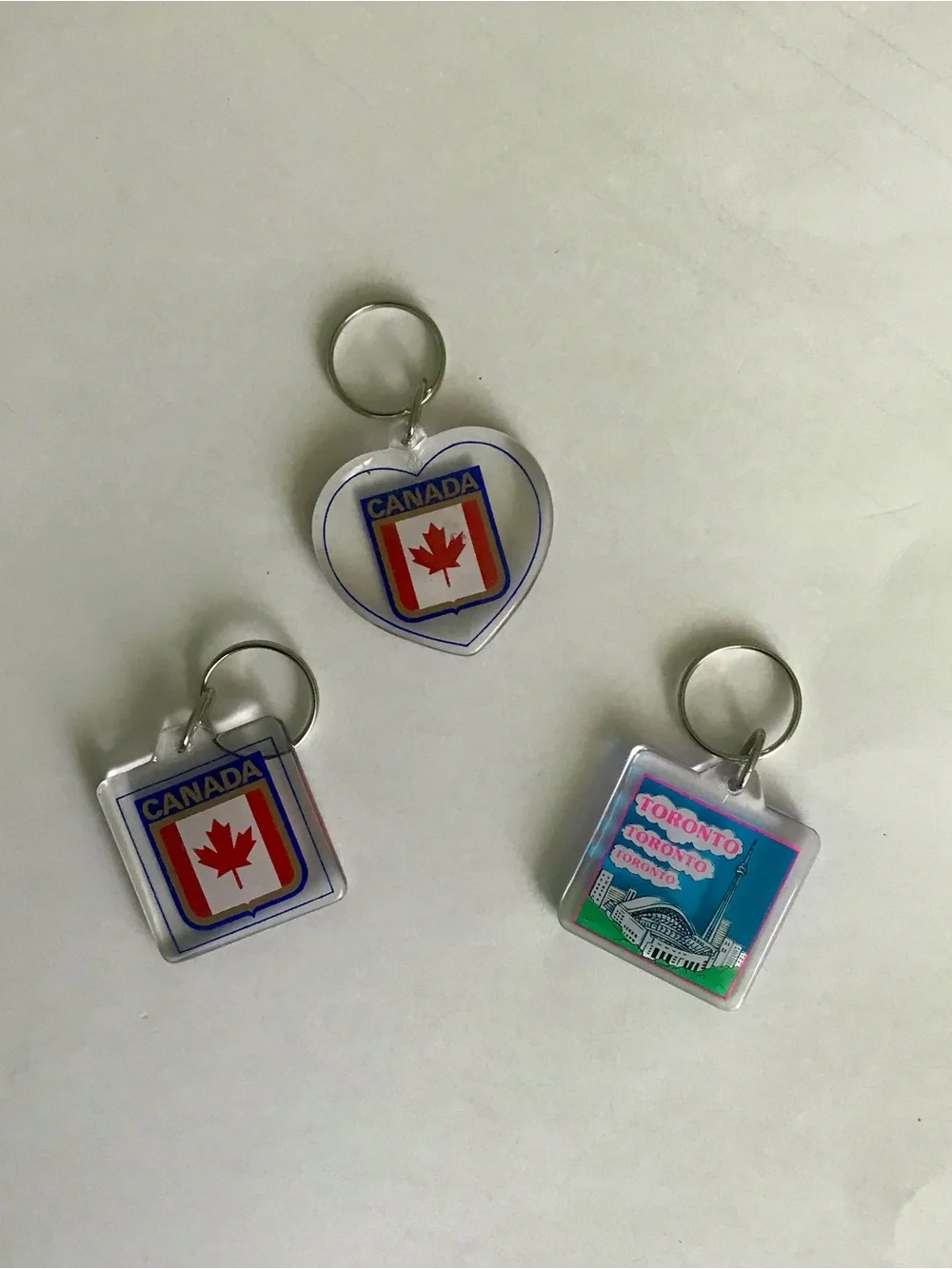 Canada Souvenir Keychain Set - Red & Blue Canadian Maple Leaf Designs